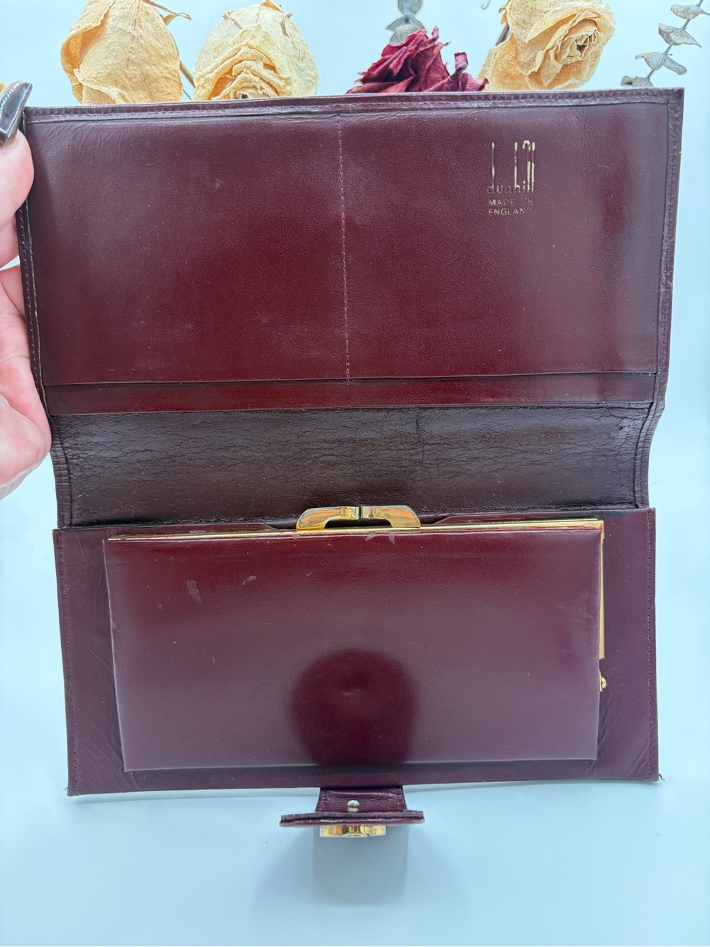 Vintage Rare Dunhill England West Germany Oxblood Leather Kiss-lock Wallet✨✨ - Picture 9 of 12